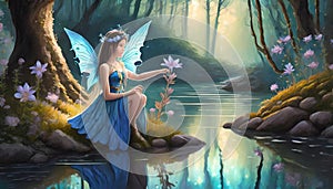 fairy tale fairy on the riverbank