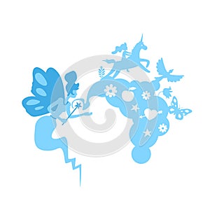 Fairy tale flat concept vector illustration