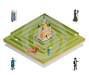 Fairy Tale Game Isometric Composition