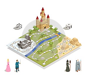 Fairy Tale Gameboard Isometric Composition