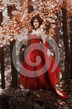 Fairy-tale image of a girl in the forest