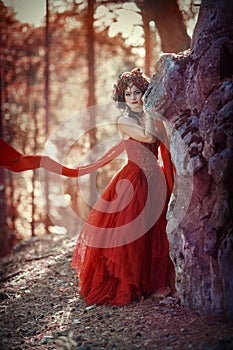 Fairy-tale image of a girl in the forest