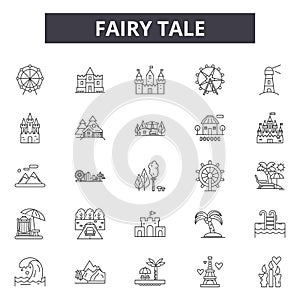 Fairy tale line icons, signs, vector set, outline illustration concept