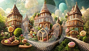 fairy tale romantic background with castle