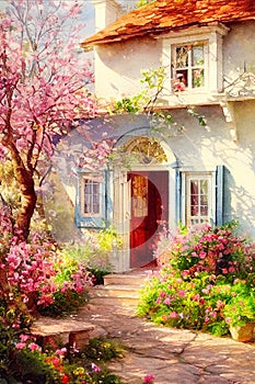 Fairy tale rustic country house spring
