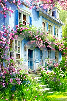 Fairy tale rustic country house spring