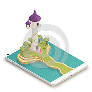 Fairy Tale Smartphone Isometric Composition