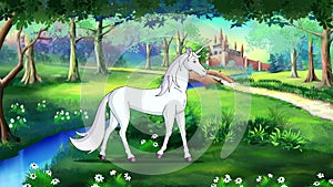 Fairy Tale Unicorn in a Magical Forest