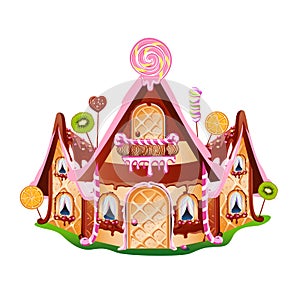 Fairy tale vector illustration of a house from a candy land