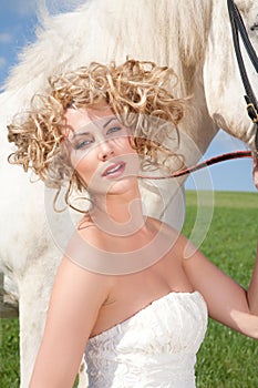 Fairy Tale About White Horse And Blond Beauty