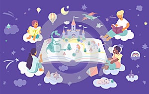 Fairy Tales Reading Flat Background