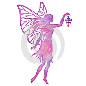 Fairy watercolor vector silhouette