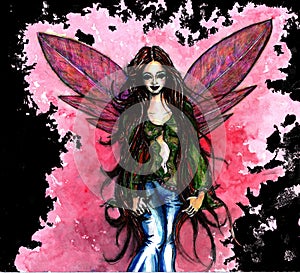 Fairy wearing blue jeans