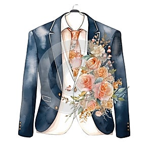 Fairy Wedding man suit Clipart Watercolor Sublimation Decoration