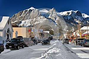 A fairy white wintery scenery in small mountain town