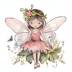 Fairy wings and meadow charms, colorful clipart of cute fairies with playful wings and charming meadow flowers