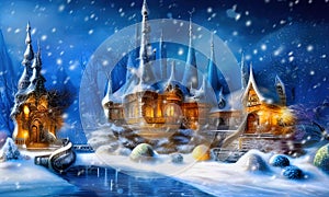 Fairy winterland with Fairytale Palace.