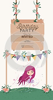 Fairy with wooden label invitation card