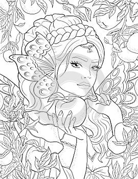 Fairyland Beauties Coloring Page For Adult photo