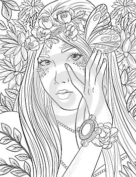 Fairyland Beauties Coloring Page For Adult photo