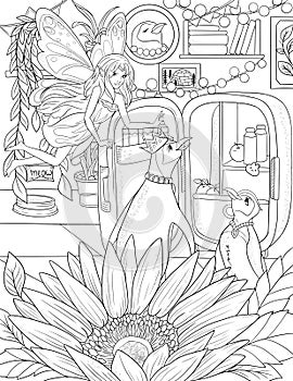 Fairyland Beauties Coloring Page For Adult photo