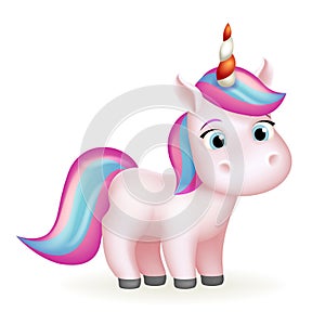 Fairytail magic animal cute unicorn cartoon beautiful girl isolated 3d design vector illustration