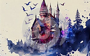 Fairytale beautiful winter castle, ai illustration