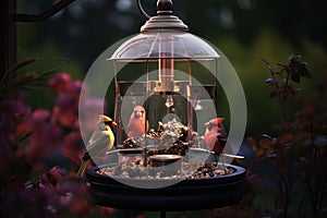 Fairytale bird feeders. Generative AI