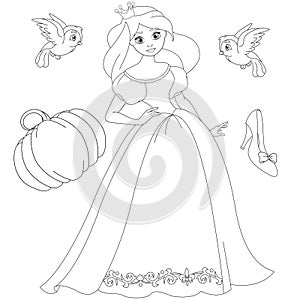 Fairytale blond princess Coloring Book Page