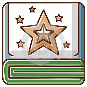 Fairytale book with a golden star on the cover vector icon illustration