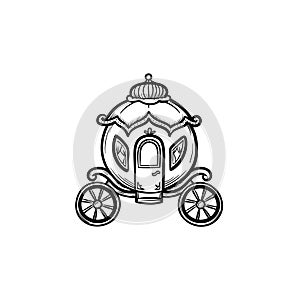 Fairytale carriage hand drawn sketch icon.