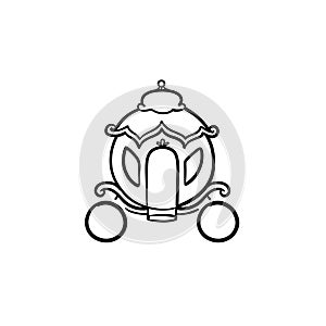 Fairytale carriage hand drawn sketch icon.