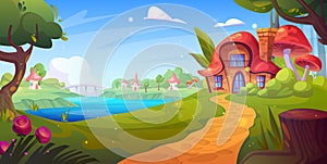 Fairytale cartoon fantasy house in forest vector