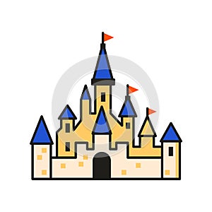 Fairytale Castle Icon in Flat Design