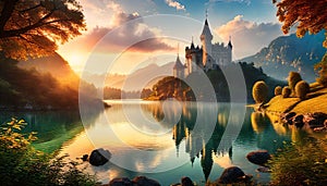 fairytale castle on the lake