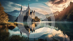 fairytale castle on the lake