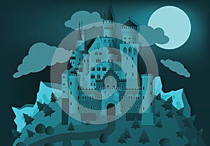 Fairytale castle in the night