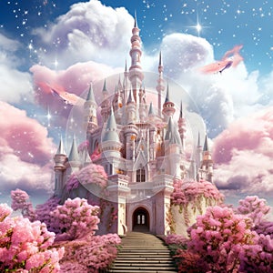 Fairytale castle in pink colors