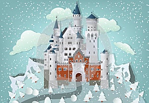 Fairytale castle in winter