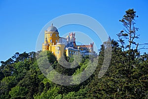 Fairytale colored PalÃ¡cio Nacional da Pena of Sintra in Portugal