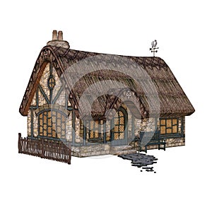 3D illustration of a fairytale cottage isolated on white