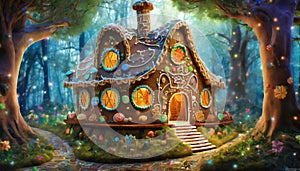 fairytale fantastic house in the forest