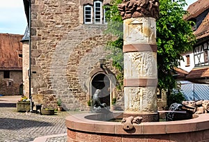 Fairytale fountain in Steinau, Germany