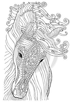 Fairytale horse - adult coloring page