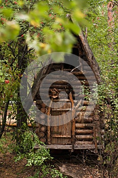 Fairytale house of Baba Yaga in the park