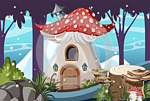 Fairytale house in forest scene