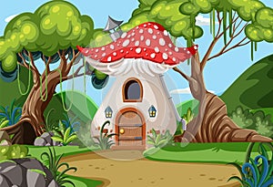 Fairytale house in forest scene