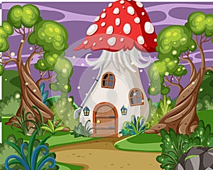 Fairytale house in forest scene