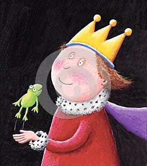 Fairytale King holding a frog