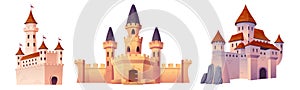 Fairytale medieval castle cartoon vector